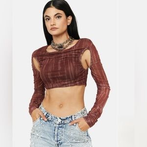 Long Sleeve Crop Top with Cut Outs